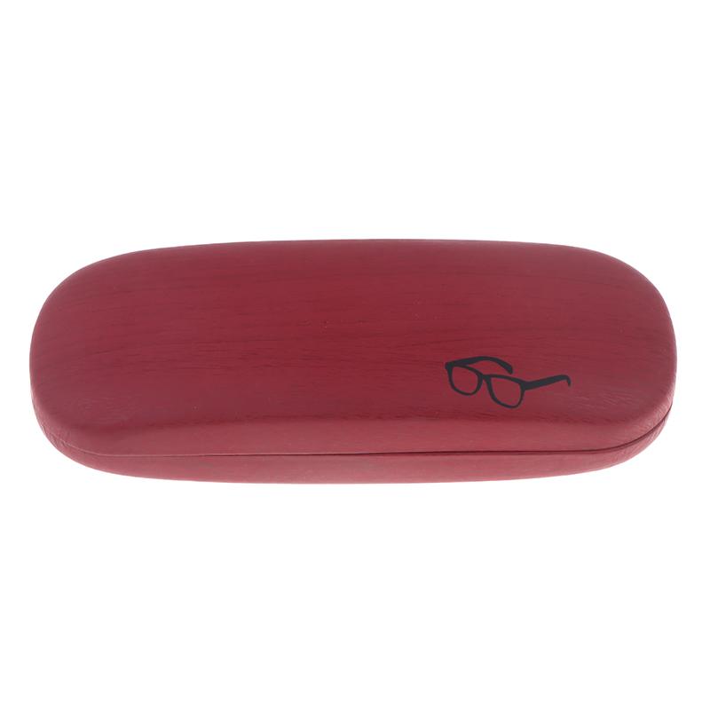 1Pc Pu Leather Eyeglass Box Wood Grain Hard Kit Holder Metal Reading Glasses Case For Men And Women Pu Leather Eyeglass Box