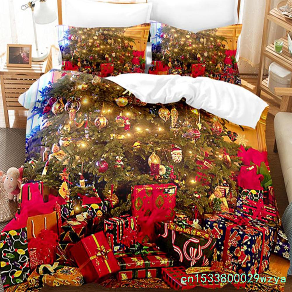 3D Christmas Quilt Cover Bedding Set Duvet Comforter Pillow Case Bed Linens Twin Queen King Double Full Single 3PCS 2PCS Bedroom