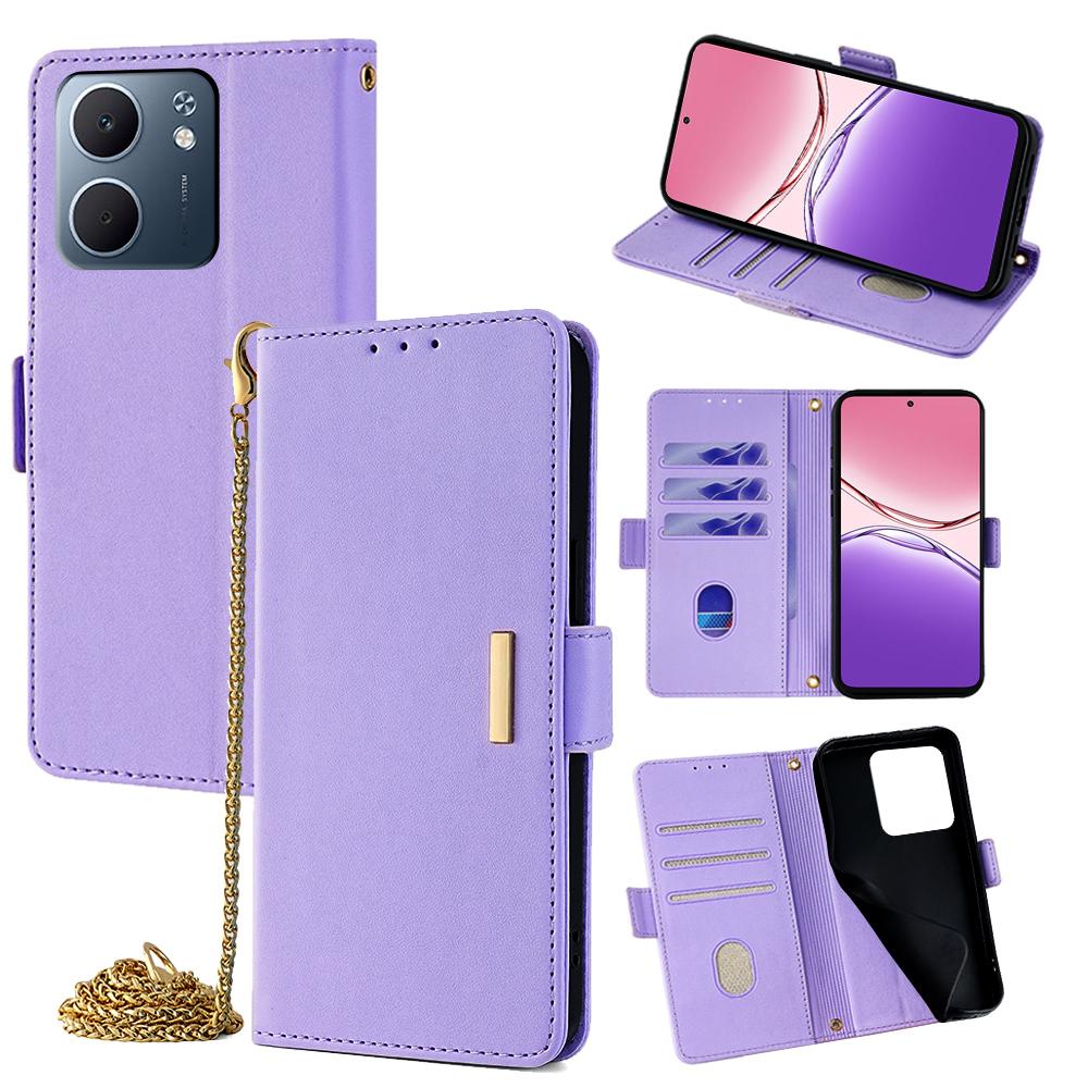 For Oppo A5x 5G Case PU Leather Wallet Stand Phone Cover with Crossbody Shoulder Strap