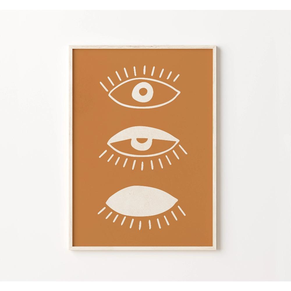 Minimalist Abstract Folk Art Prints, Colourful Bohemian Botanical Canvas Prints for Home, Bedroom, Living Room,Office,Decoration