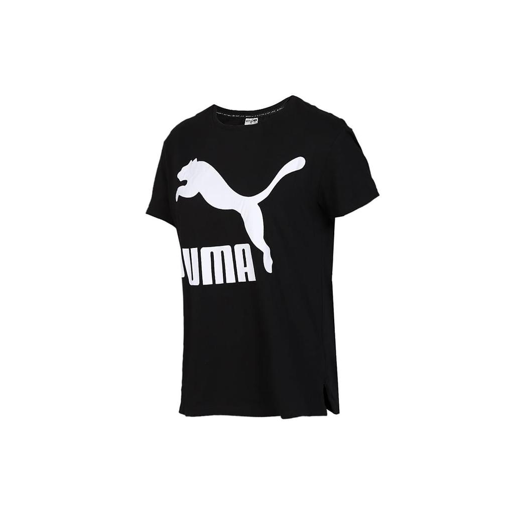 PUMA CLASSICS T Shirts Women's Black Crew Neck Moderate Straight Fit 596512-01