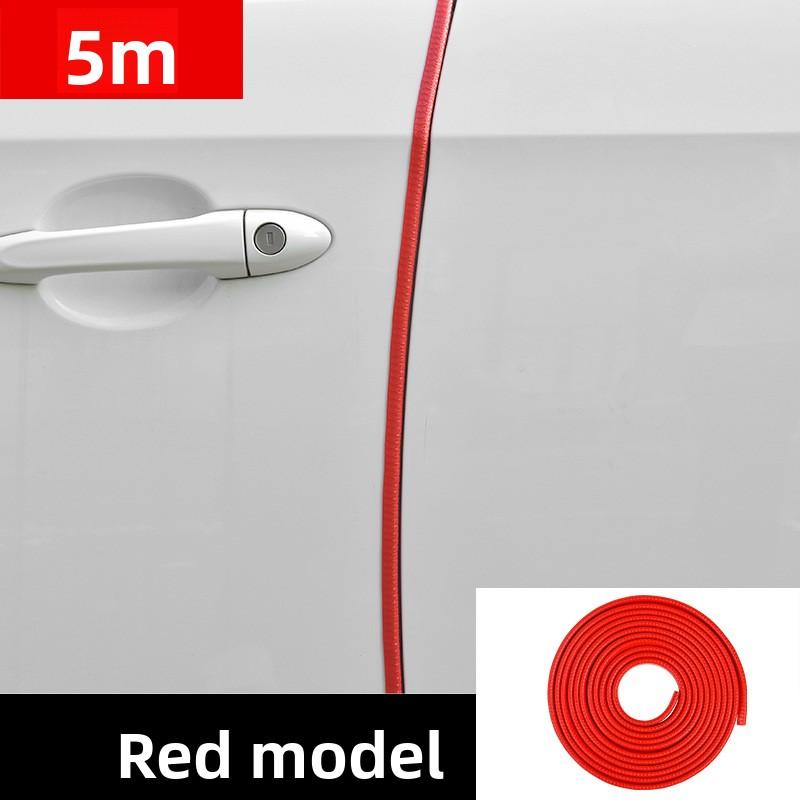 Autocollant bande anti-collision pour porte de voiture 5M Bande de protection en caoutchouc anti-rayures pour bord de porte de voiture universelle invisible Décoration rouge