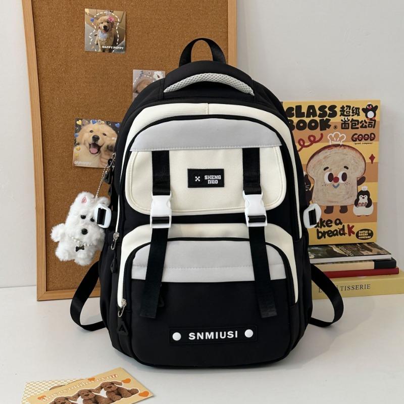 High-value Burden-reducing Schoolbag Female College Student, Contrasting Color Large-capacity Backpack Male Junior High School Niche Backpack