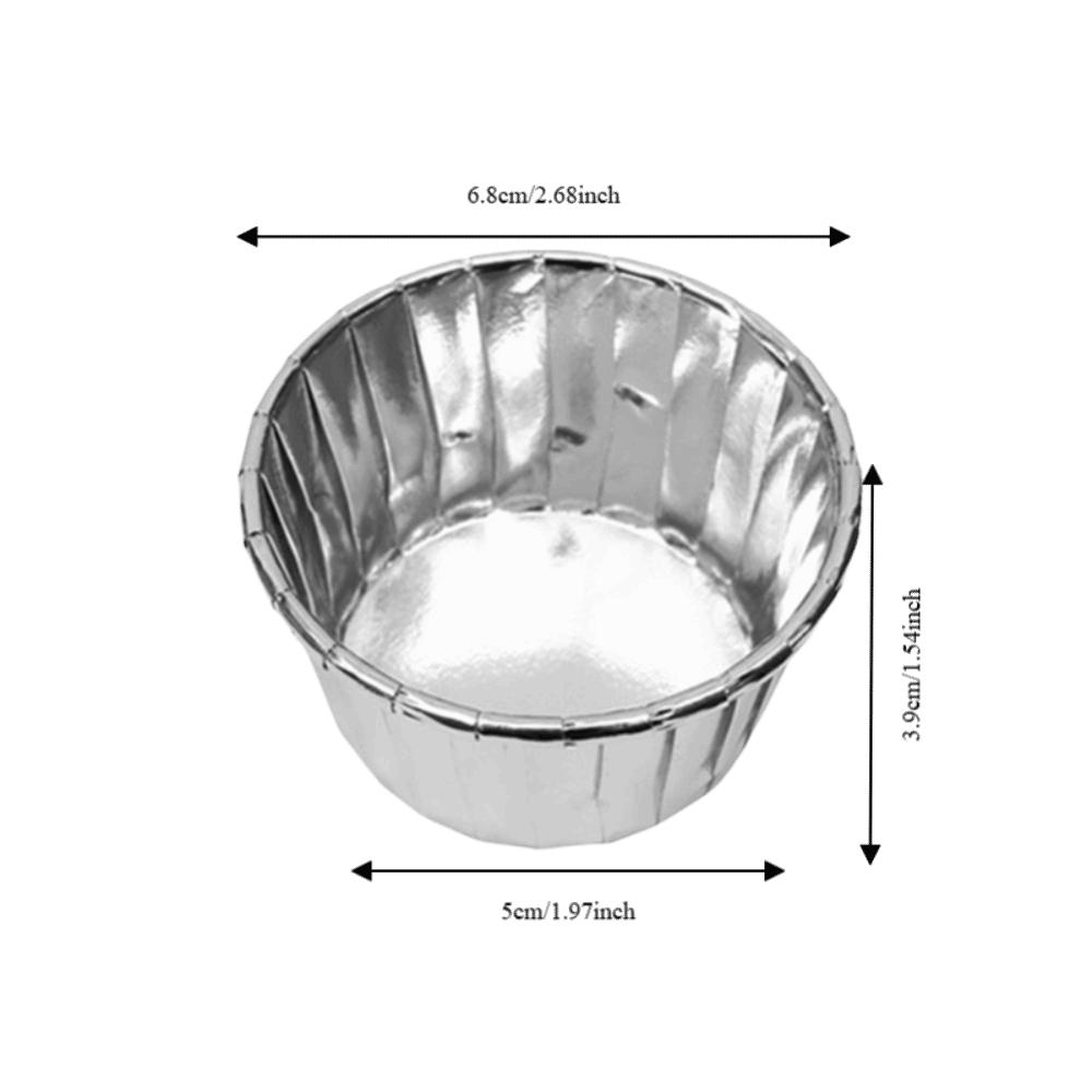 

Durable Double-Sided Curled Cake Cups Heat Resistant Non-stick Muffin Cups Aluminum Round Cupcake Cups Pastry Cake Muffin серебряный