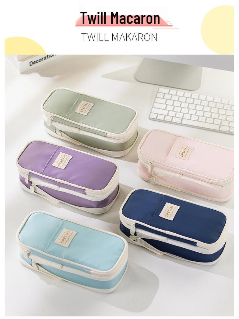 Double Layer Oxford Pencil Case: Large Capacity Multi-hole Art Sketching Storage Bag for Students