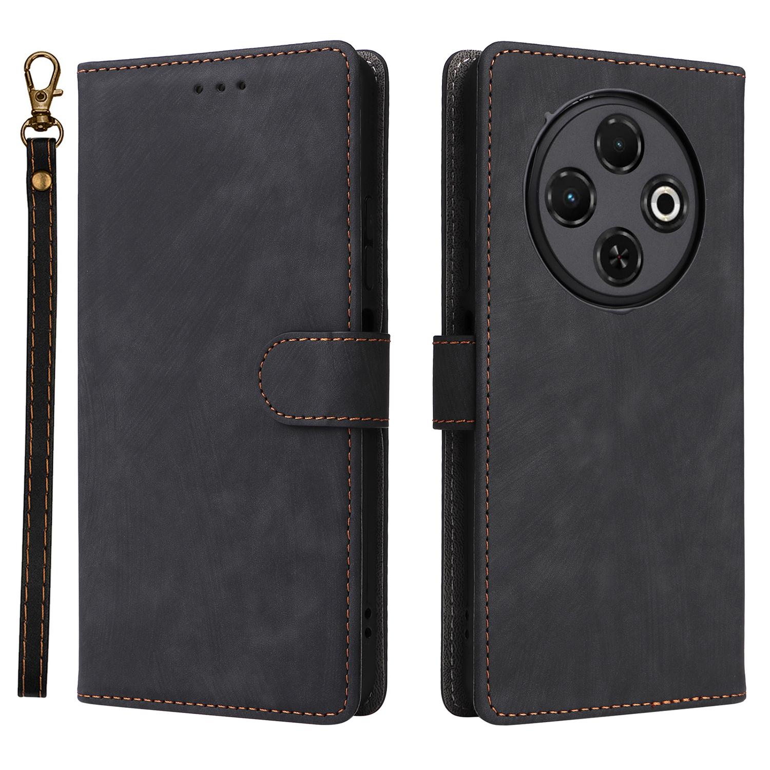 

For TECNO Spark 30C 4G kL5n Wallet Case RFID Blocking PU Leather Cover Stand View Black