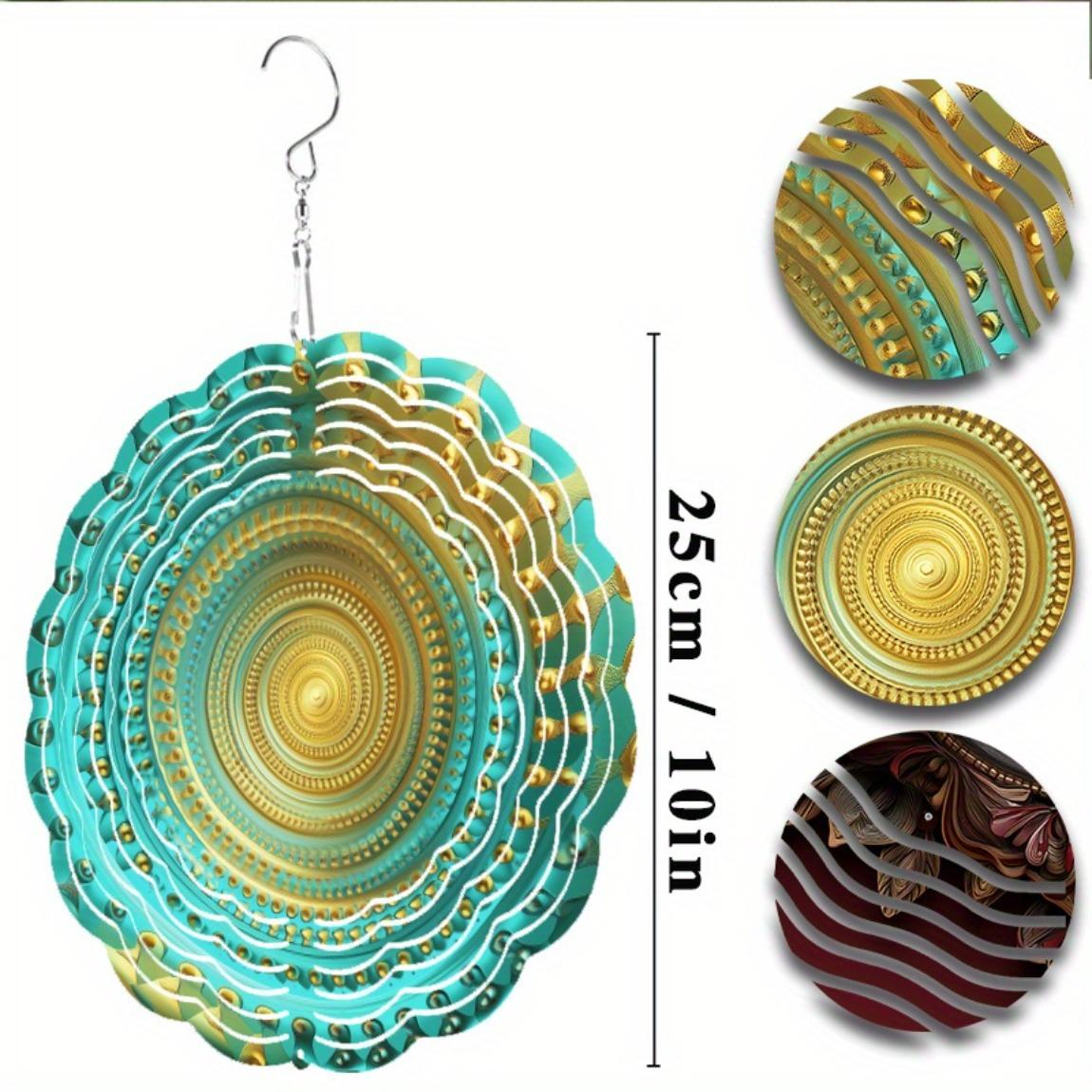 

10-дюймовая бирюзовая золотая музыка ветра с вращающимся на 360 градусов крючком, прочный металлический уличный декор для сада, патио, балкона, батарейки не требуются 01A