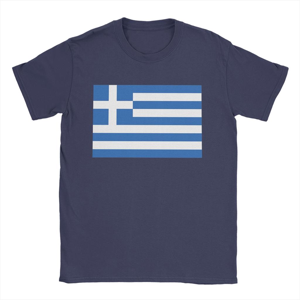 Casual Greek Flag Greece Hellas Hellenic TShirts for Men Round Neck Cotton T Shirt Short Sleeve Tees Classic Clothes