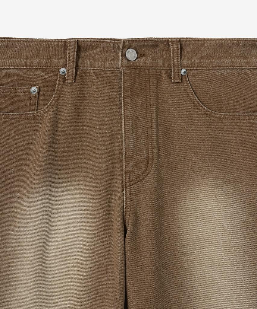 BLOND9 Wit Fading Brown Denim Pants [Wide Fit]