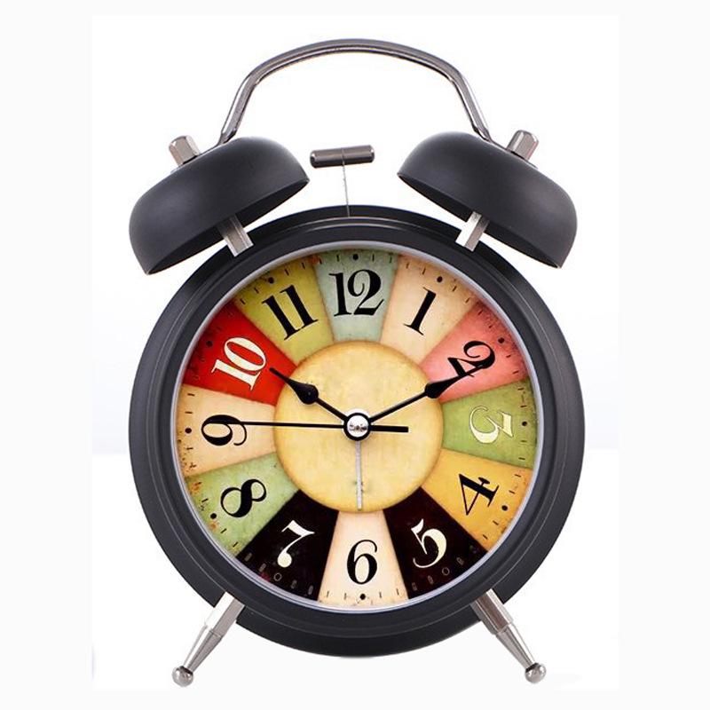 4" Silent Metal Alarm Clock with Light & Customizable Logo for Kids/Students