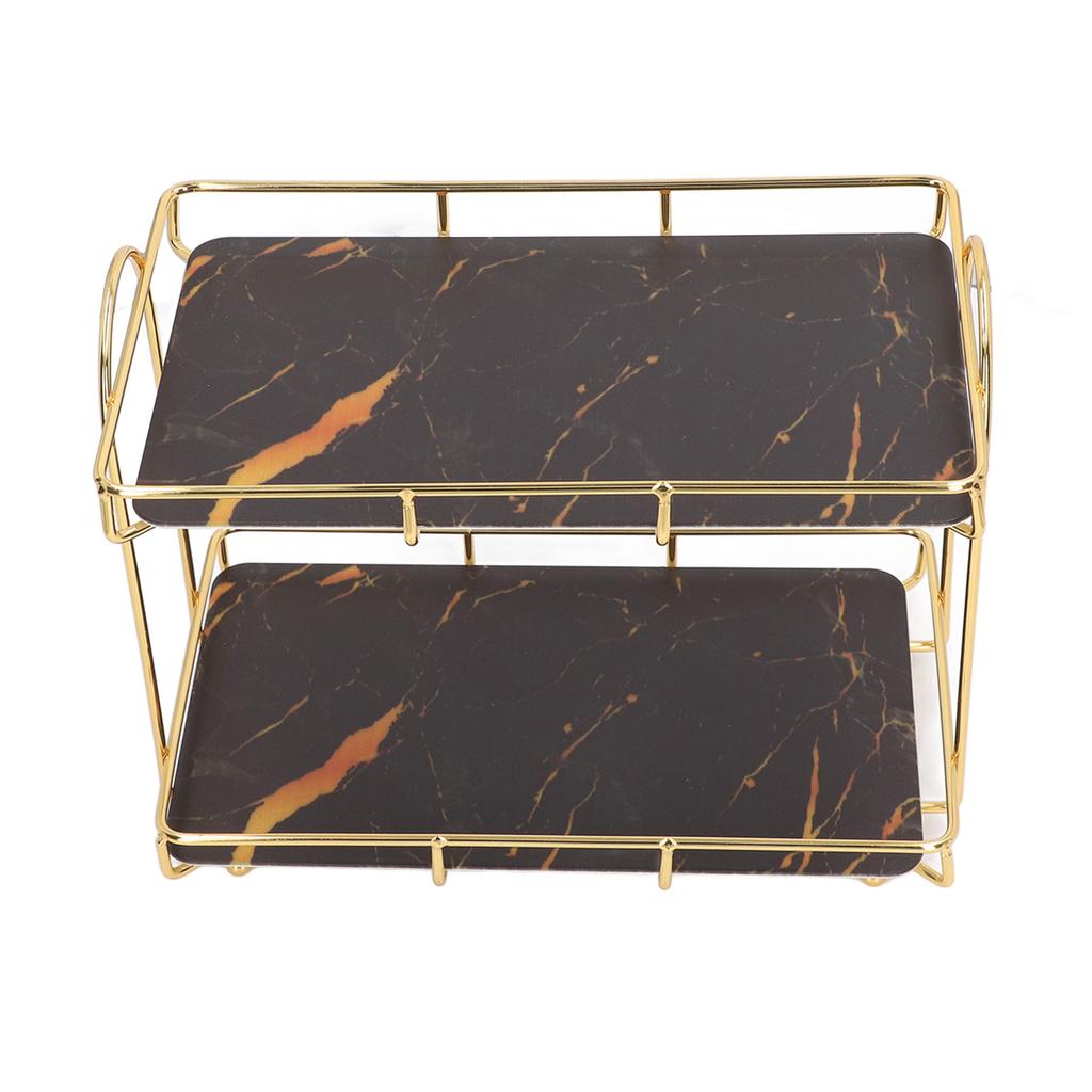2-stöckiges Badezimmerregal stehendes Regal mit Trennwand Kosmetik-Aufbewahrungsregal Halter Gold
