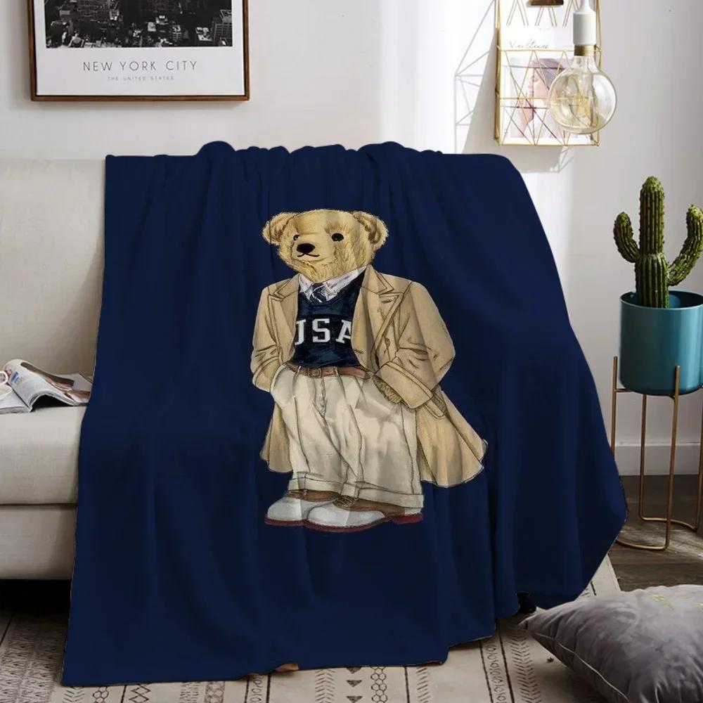 Sommerdecke für Sofas, flauschige, karierte Designerdecke mit Polo-Bären, Kingsize-Bettwäsche aus Mikrofaser, Innenausstattung für Sofadecken zu Hause