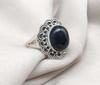 Black Onyx 925 Sterling Silver Ring: Vintage Boho Protection Jewelry