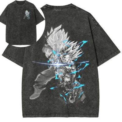 Dragon Ball Son Gohan Printed Short Sleeve T-Shirt Casual Summer Wear Men's Street Clothing Men's Clothing Washed Top Popular
