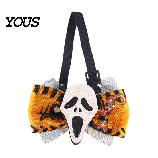 Decorative Bows for Potted Plants Halloween Goose Bow Tie, Porch Statue Accessories, Spooky Skull Ghost Petite Party Ornament Tie Lawn Statue, Outdoor