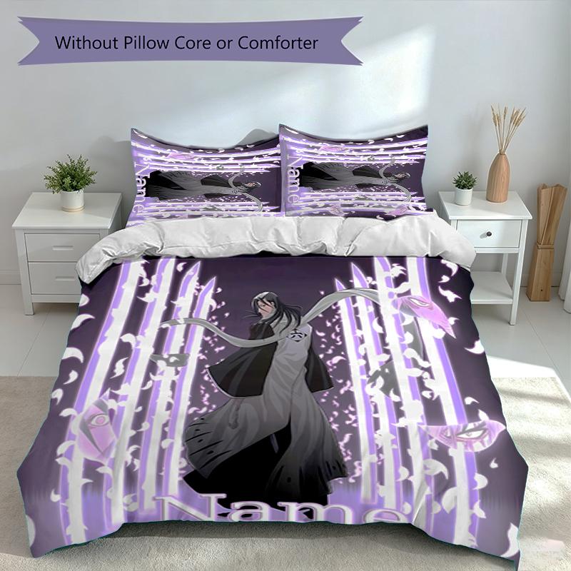 3pcs Custom Name Byakuya Kuchiki Set,Includes 1 Duvet Cover and 2 Pillowcases,All-season Bedroom Decor