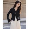 Elegant V-Neck Pleated Slim-Fit Long Sleeve T-Shirt