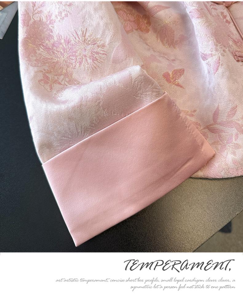 Silk Age-Reducing Frog Button Jacquard Top for Middle-Aged Women - Plus Size, Chinese Style, Spring/Autumn Outerwear