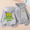 Sudadera con capucha y cremallera impresa de Geometry Dash Ropa para niño y niña Tops casuales Chaqueta abrigo de manga larga Sudaderas con cremallera de dibujos animados para niños