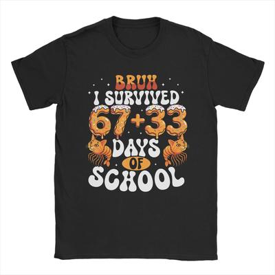 Italian Brainrot 67 Trippi 100 Days of School Men T Shirts  Fun Tees Short Sleeve Round Collar TShirts 100 Cotton 5XL Clothes
