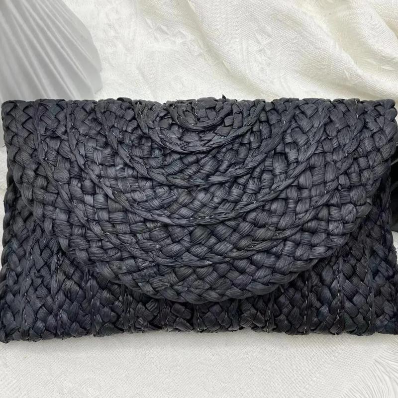 Corn Husk Weave Dinner Clutch Bag Women's Fashion Simple Solid Straw Large Purse Woman Summer Casual Vacation Ladies Wallet