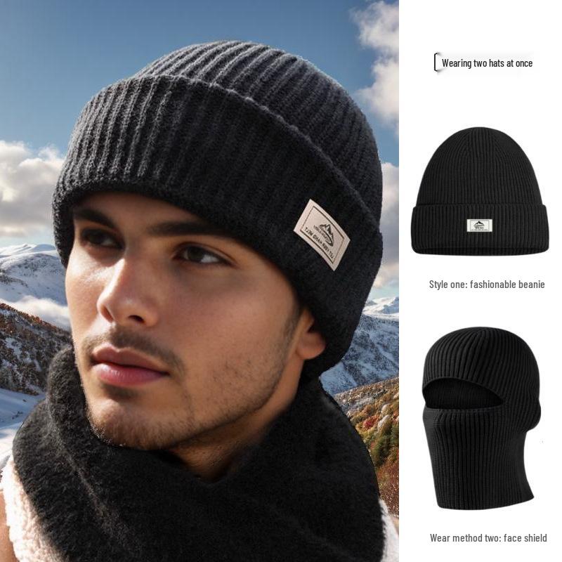 New Arrival: Trendy Woolen Hat - Two-Way Knit for Autumn/Winter, Perfect for Men's Outdoor Cycling