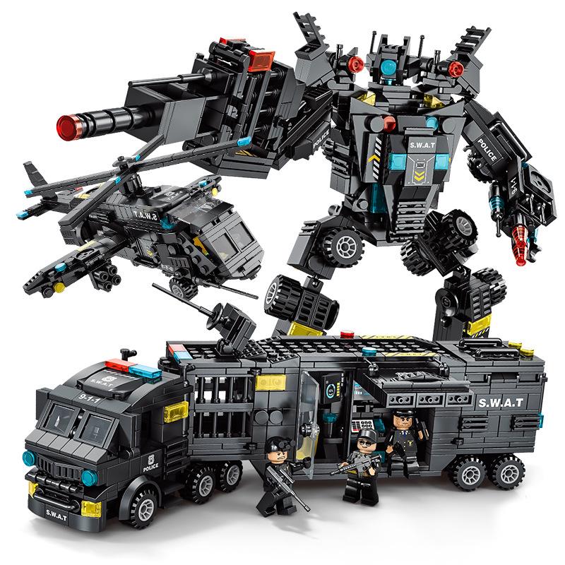 Compatible LEGO Military Battleship, Tank, and SWAT Armored Car Building Blocks - Children's Educational Toy Gift