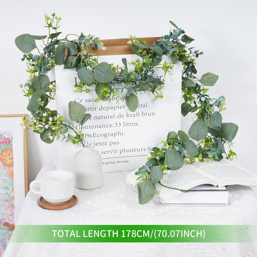 Artificial Silver Eucalyptus Greenery Garland Leaves Eucalyptus Dollar Vines Plant Wall for Wedding Faux Arch Garland Decor