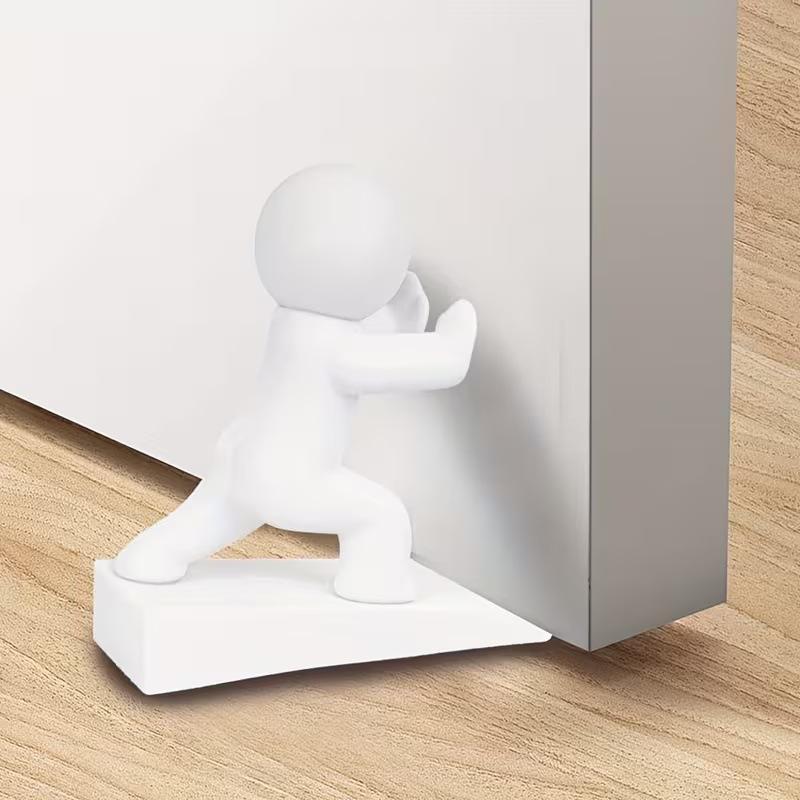 Cute White Humanoid Door Stopper With Non Slip Base Durable Material Perfect For Home Office Bedroom Decor