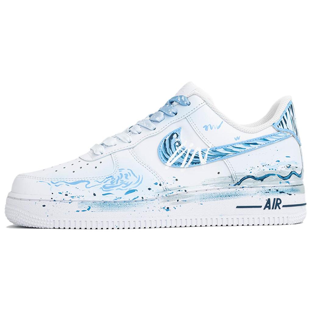 Nike Air Force 1 Kaleidoscope, Wave, Shopping Bag Abrasion Resistant Low top Skateboard Shoes Unisex White Blue CW2288-111(Team113-S-BOX)