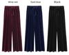 Damen Goldener Samt High-Waist Weitbein Hose - Übergröße Freizeit Hose