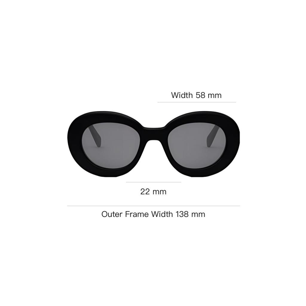 Celine Full Frame Design Oval Sunglasses Men Sunglasses Black CL40312U.