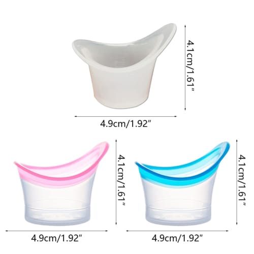 Set of 4 Silicone Eyewash Cups, 10ml Clear, Graduated, Washable, Reusable, Hypoallergenic, Blue