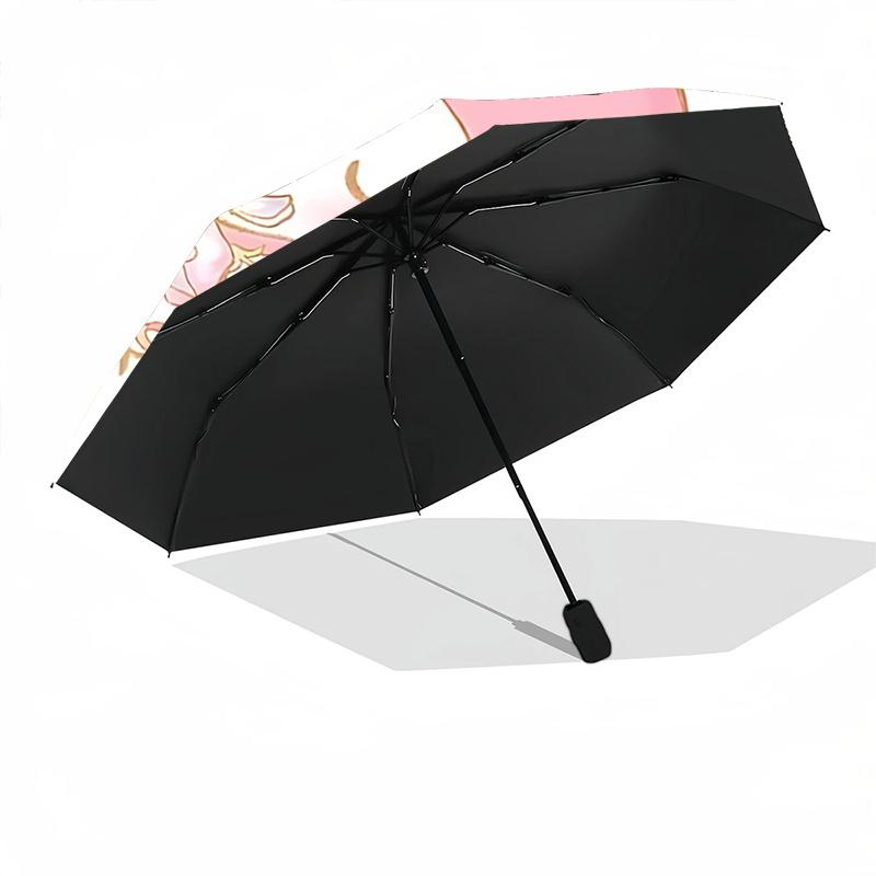 1pc My Melody Automatic Opening/Closing Umbrella with Floral Design - Portable Three-Fold Design, 8-Bone Iron Frame Outdoor Umbrella, Perfect Gift for