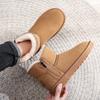 Herren Winter Schneestiefel mit Kunstfellfutter Plateau Stiefeletten aus Wildlederimitat Reißverschluss Bequeme warme Plüsch-PU-Leder Rutschfeste Kurze Booties Schuhe für Männer