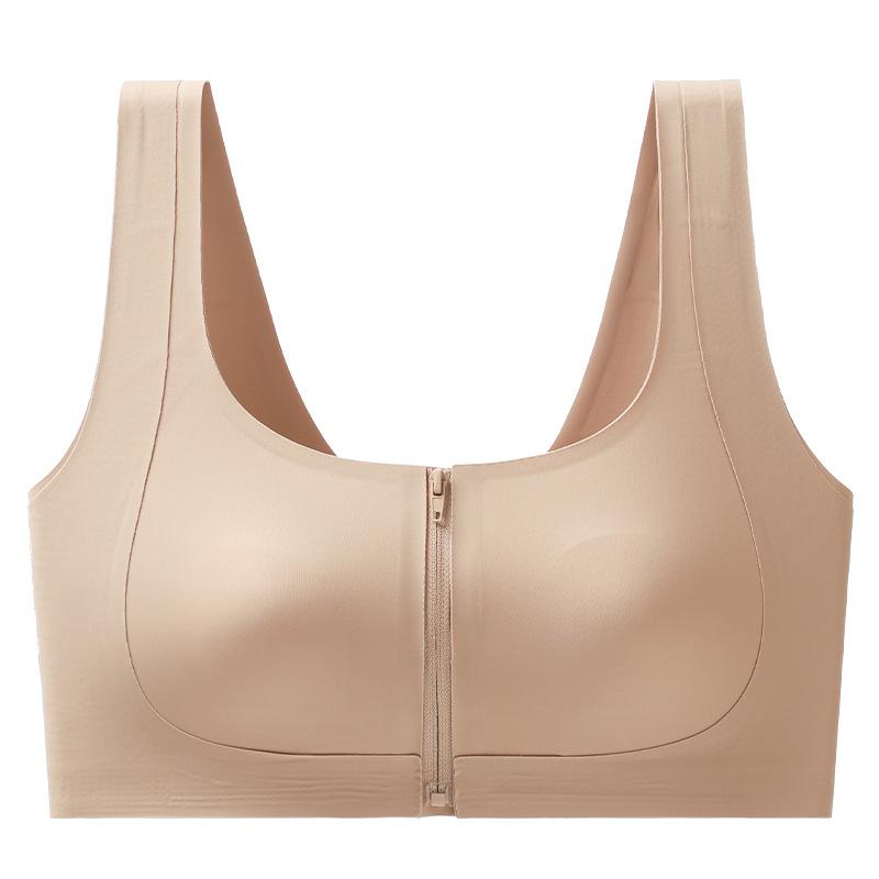 Traceless front zipper foundation liquid skin invisible wide shoulder lift anti-sagging breathable bra