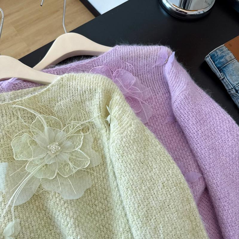 Women's Plus Size Chic Floral Knitwear: Slimming, Soft, Fluffy Autumn/Winter Sweater
