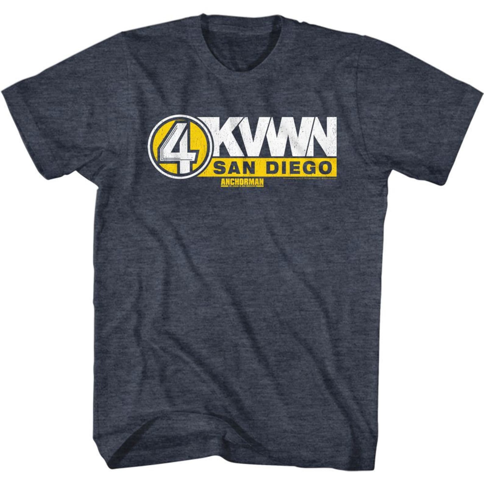 Anchorman Ch 4 White and Yellow Navy Heather Adult T-Shirt 4XL