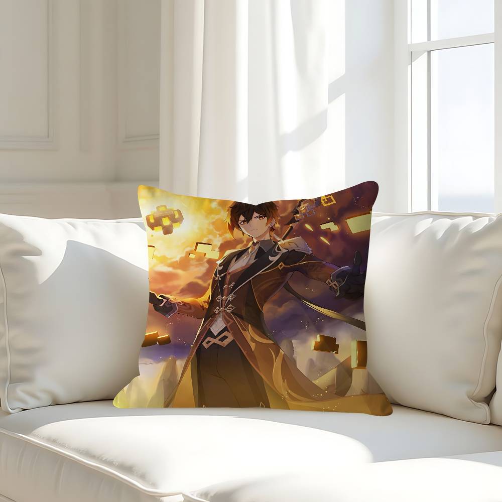 

Genshin Impact Zhongli Pillow Case Removable Washable Cushion Cover – All-Season Soft Linen 16x16Inch