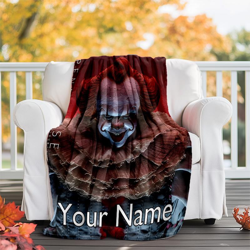 Customizable Pennywise Throw Blanket – Personalized Name, All-Season Cozy Snug Blanket, Machine Washable, Personalized Blanket