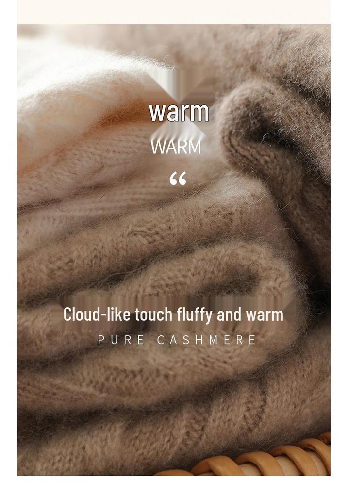 Retro Cable Knit Three-Ply Thickened Loose Pullover Sweater for Autumn and Winter