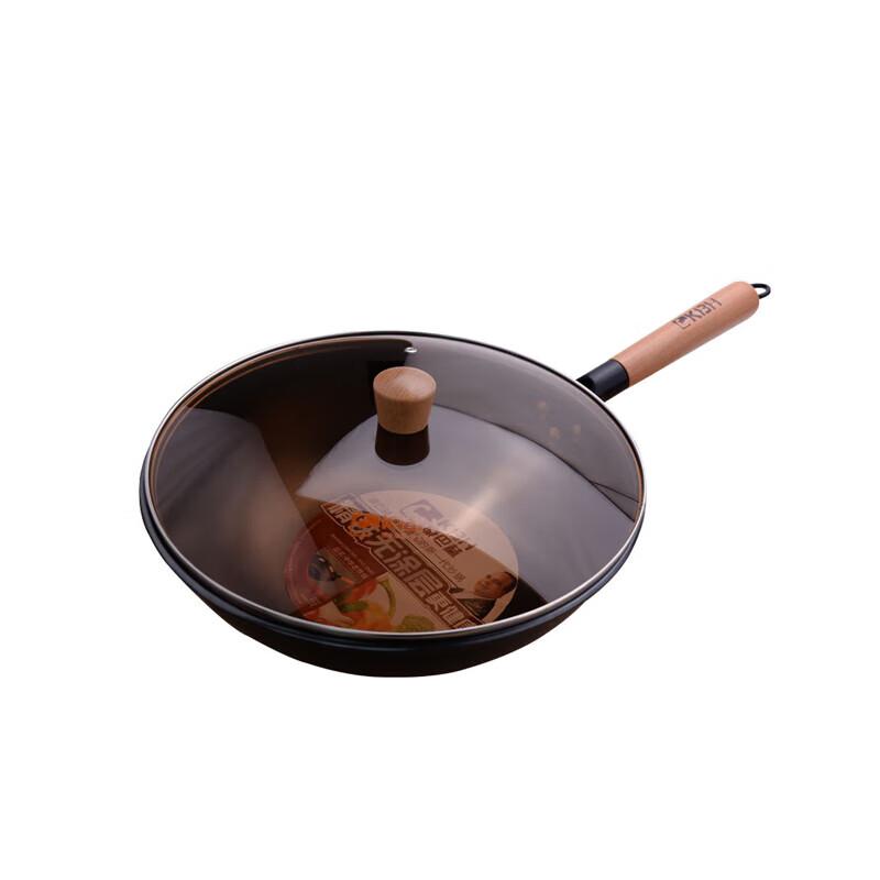 Konbach 30cm Unbeschichteter Eisen-Wok-Set