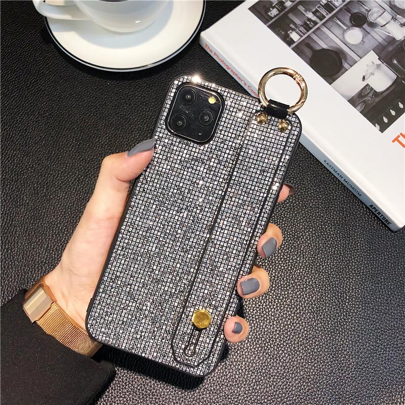 The Glitter Wristband Is Suitable For Apple 17Promax Hemming Iphone15 Mobile Phone Case 16 Protective Case Fashionable Women'S Models.