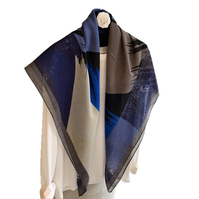 Vintage French Style Large Square Neck Scarf For Women All Match Lightweight Fashion Scarf