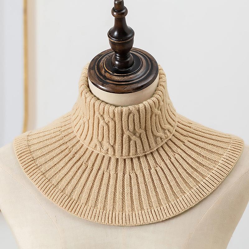Knitted Fake Collar Ring Scarf For Woman Autumn Winter Warm Solid Color Neck Muffler Detachable Collar Scarves 25*17Cm
