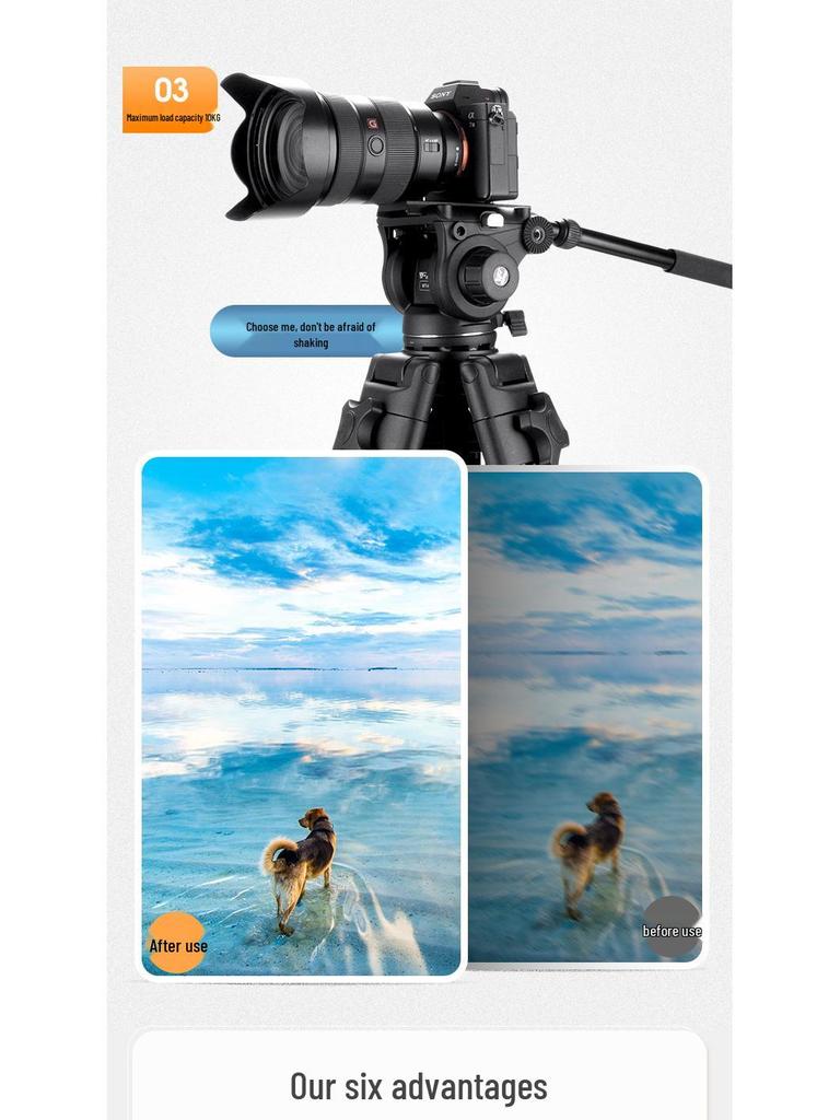 Weifeng 617 Portable 1.85m Hydraulic Tripod for DSLR and Large Film Photography