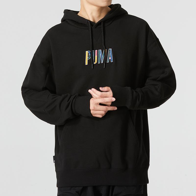 Puma Sport Casual Logo Hoodie Men Tops Black 537706-01