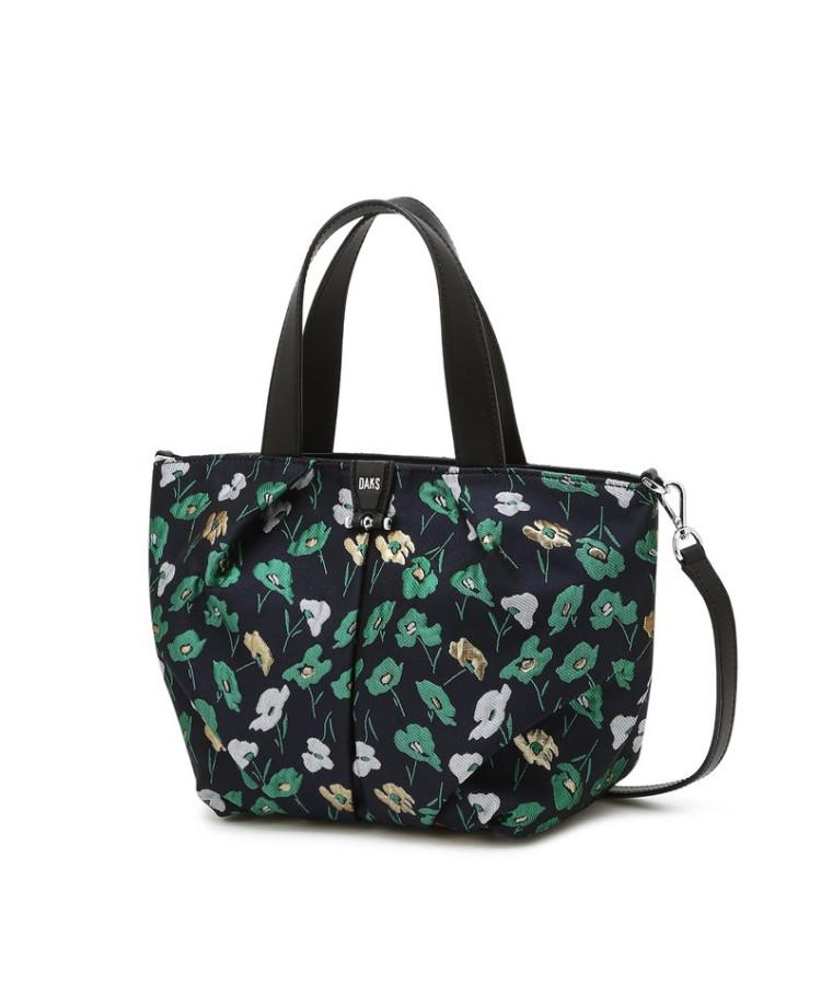 Daks Womens Accessories Green Flower Pattern Fabric Tote And Crossbody Bag_Dcba6E512E3