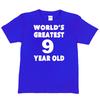 9th Birthday T-Shirt: World's Greatest 9 Year Old Cotton Tee