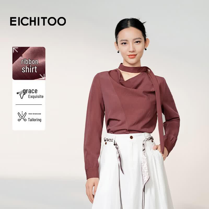 EICHITOO Women s Drape Neck Blouse with Tie S